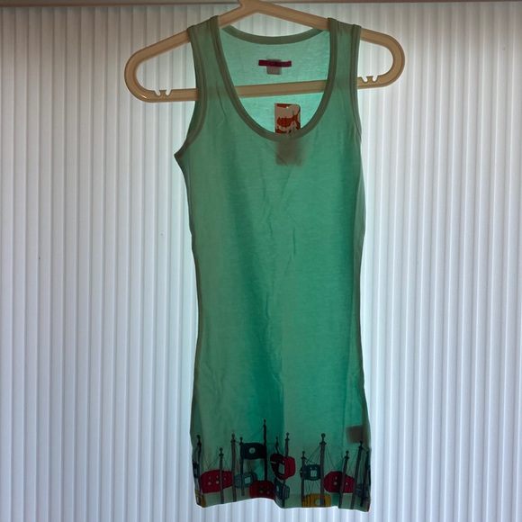 NWT ladies tank top mint colour with design - Picture 1 of 5